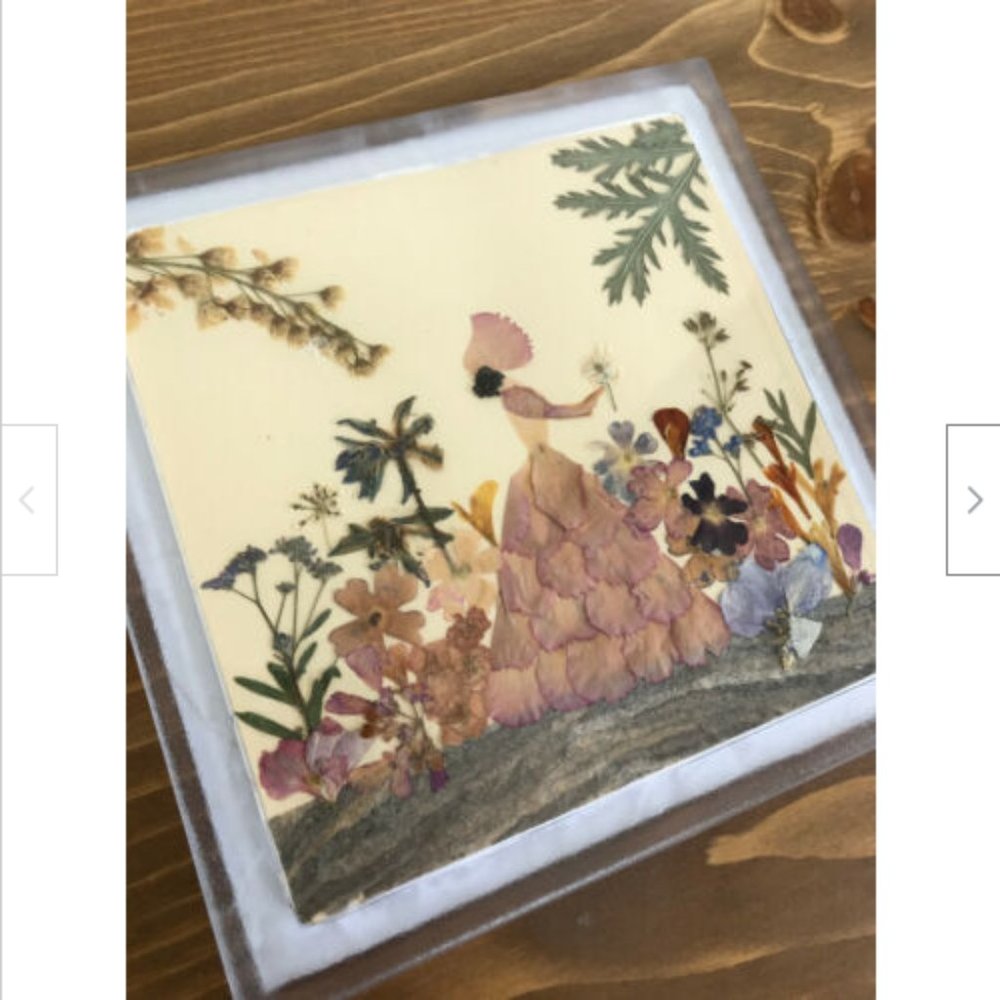 Flower Fairy Dried Flower Art 6" Pot Holder Trivet Alberta Devonian Gardens